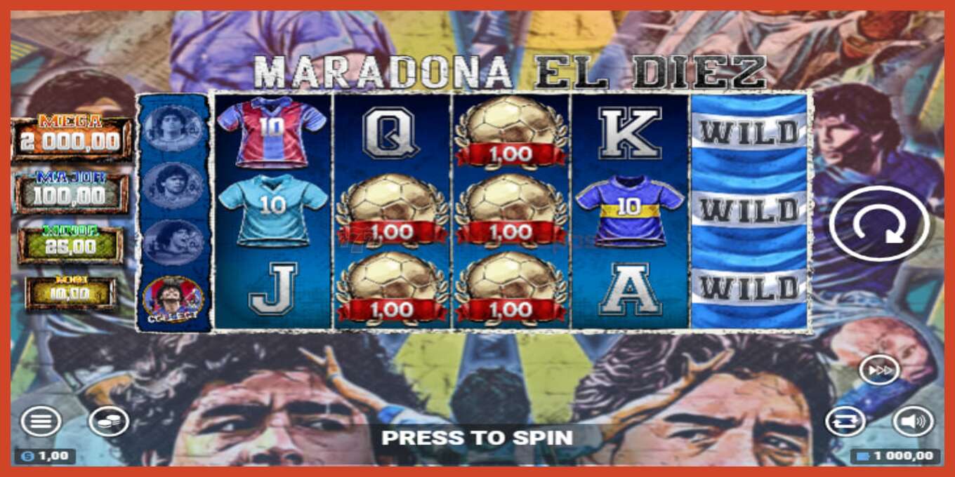 Slot screenshot: Maradona El Diez no deposit, number - 2