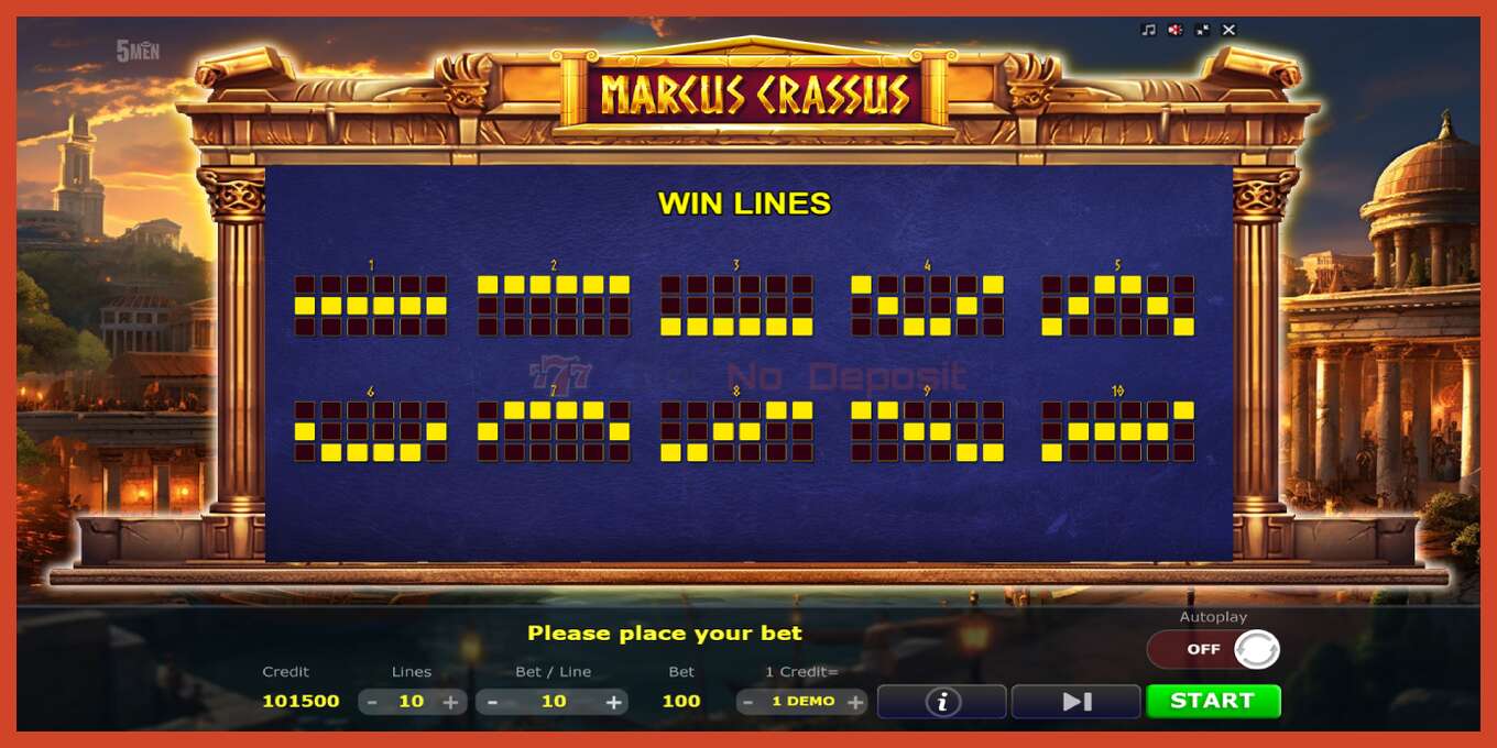 Slot pantaila-argazkia: Marcus Crassus gordailurik ez, zenbakia - 7