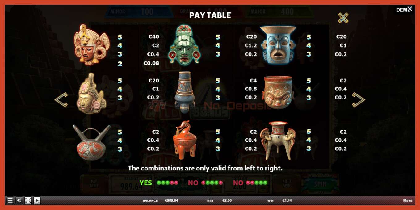 Slot screenshot: Maya no deposit, number - 5