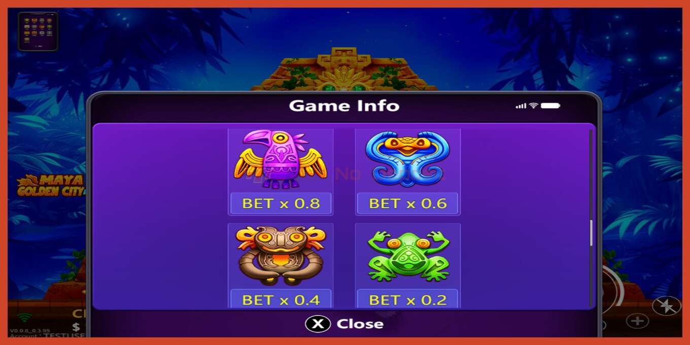 Slot skärmdump: Maya Golden City 5 ingen insättning, antal - 4