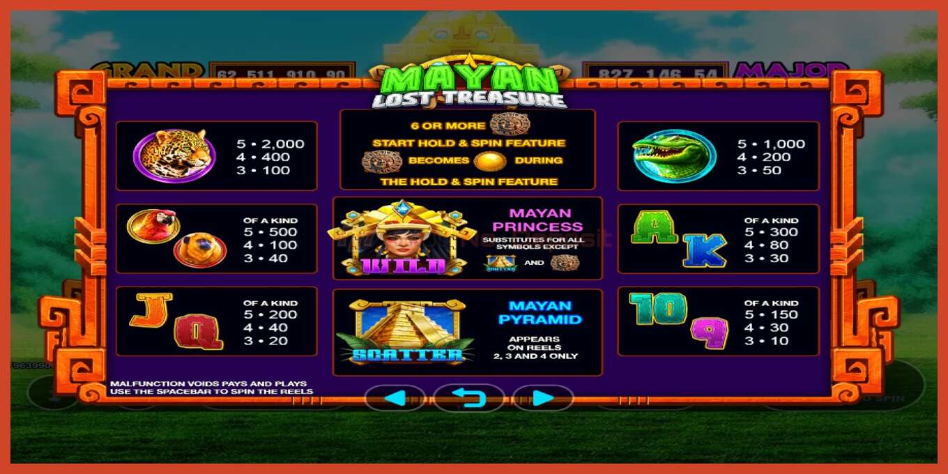 Slot screenshot: Mayan Lost Treasure no deposit, number - 4