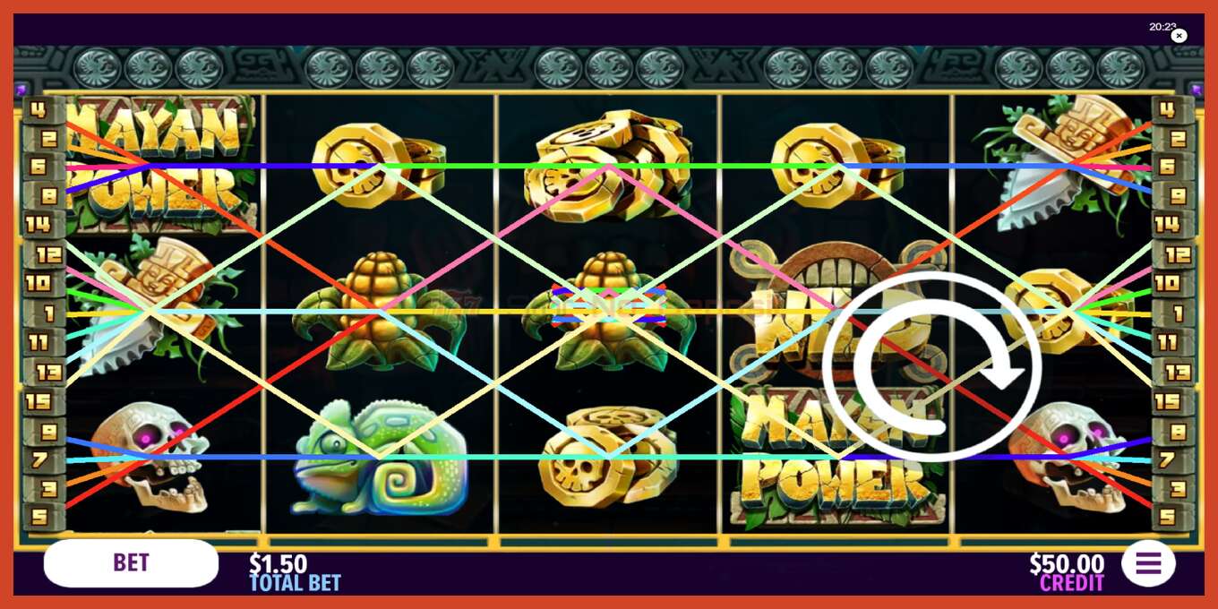 Tangkapan skrin slot: Mayan Power tiada deposit, nombor - 1