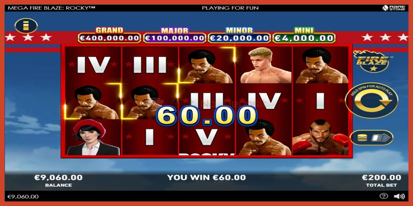 Slot screenshot: Mega Fire Blaze: Rocky no deposit, number - 3