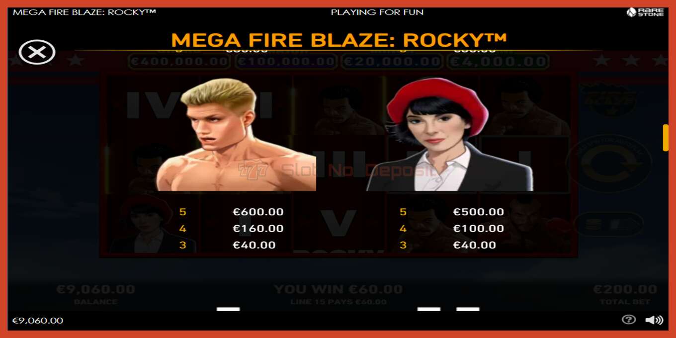 Slot screenshot: Mega Fire Blaze: Rocky no deposit, number - 5