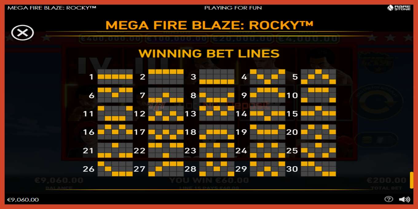 Slot screenshot: Mega Fire Blaze: Rocky no deposit, number - 6