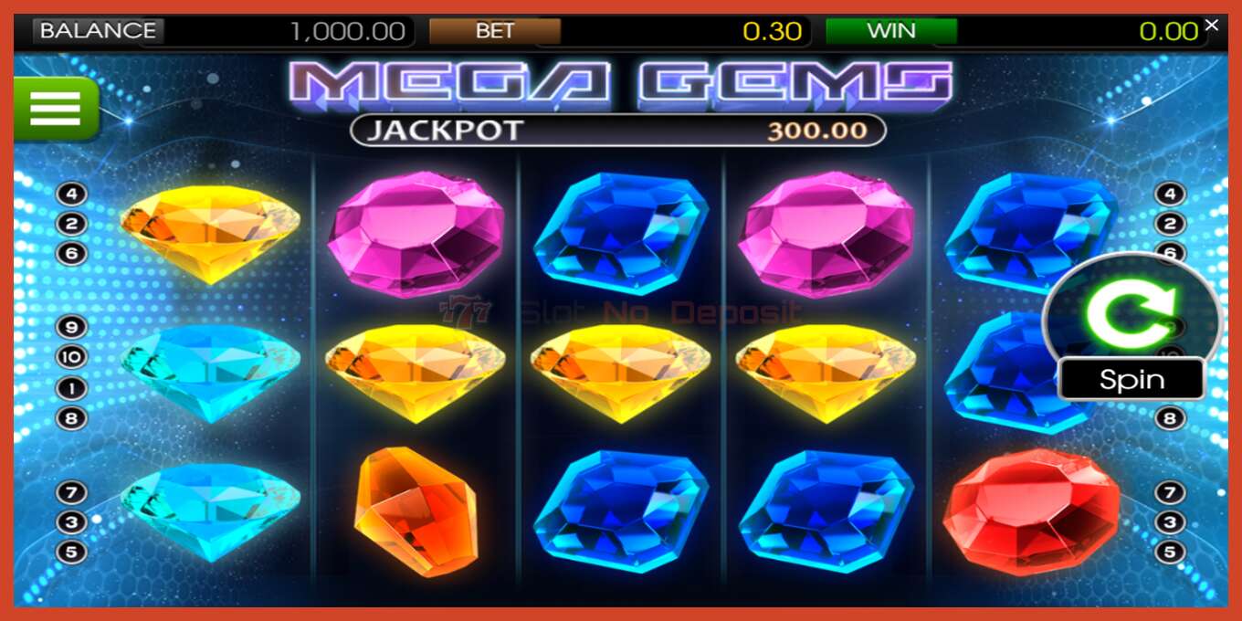 Slot screenshot: Mega Gems no deposit, number - 1