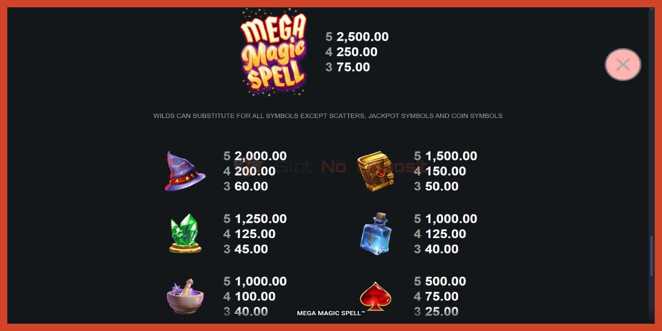 Schermafbeelding van slot: Mega Magic Spell geen aanbetaling, nummer - 6