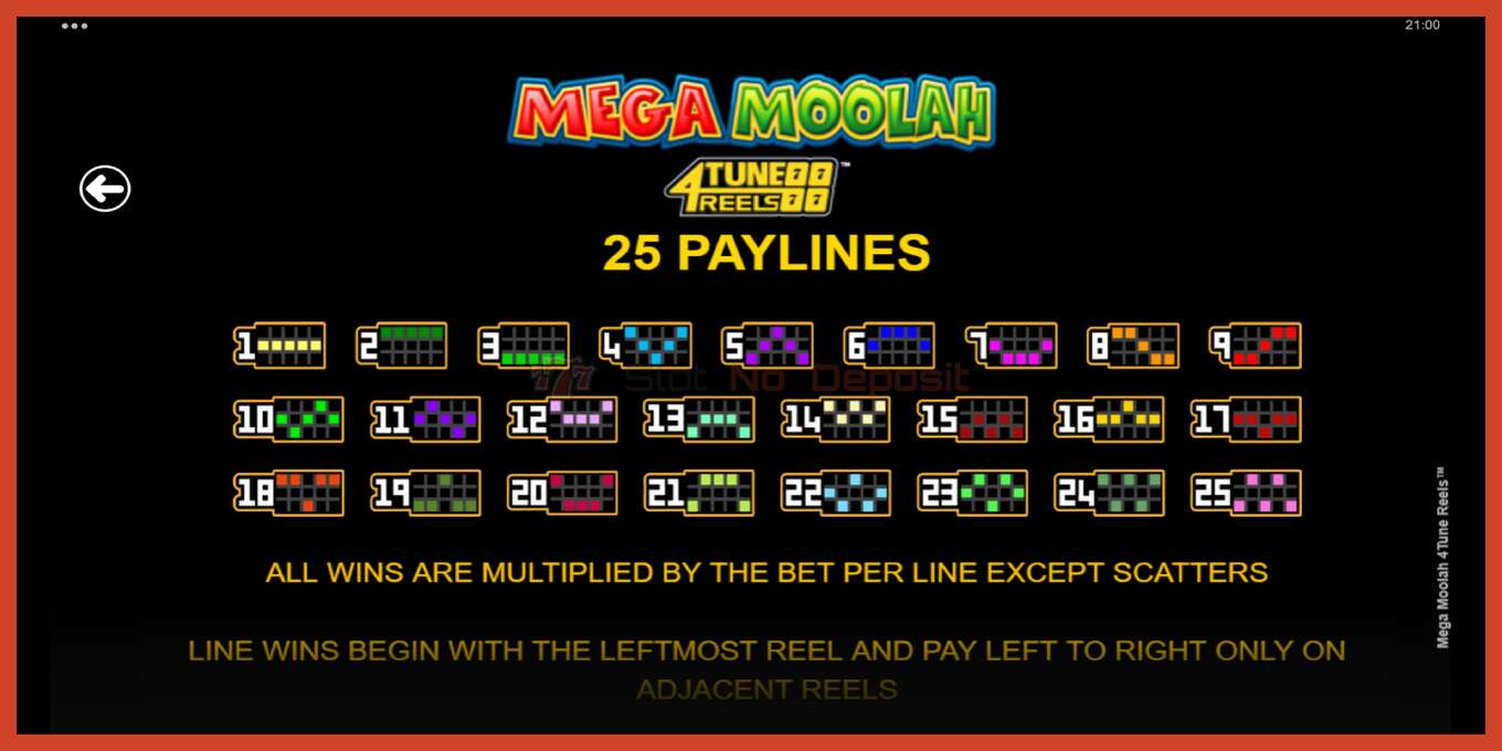 အထိုင်စခရင်ရှော့: Mega Moolah 4Tune Reels အပ်ငွေမရှိပါ။, နံပါတ် - 7