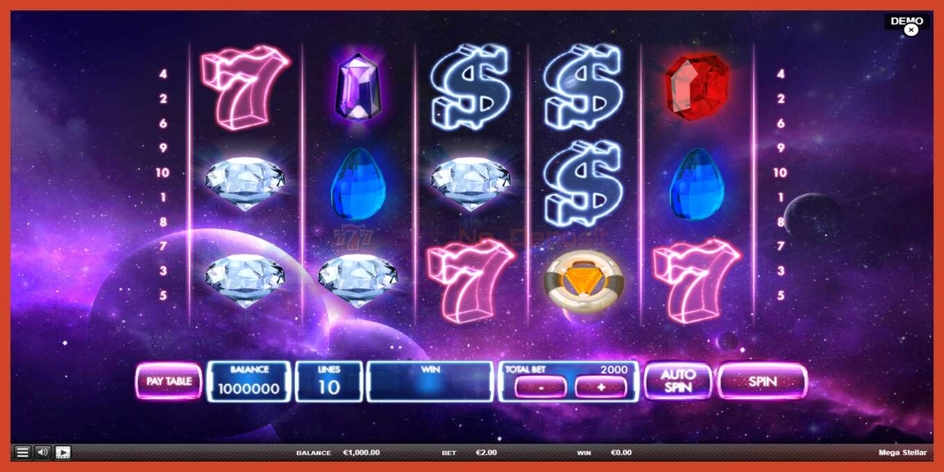 Slot screenshot: Mega Stellar no deposit, number - 2