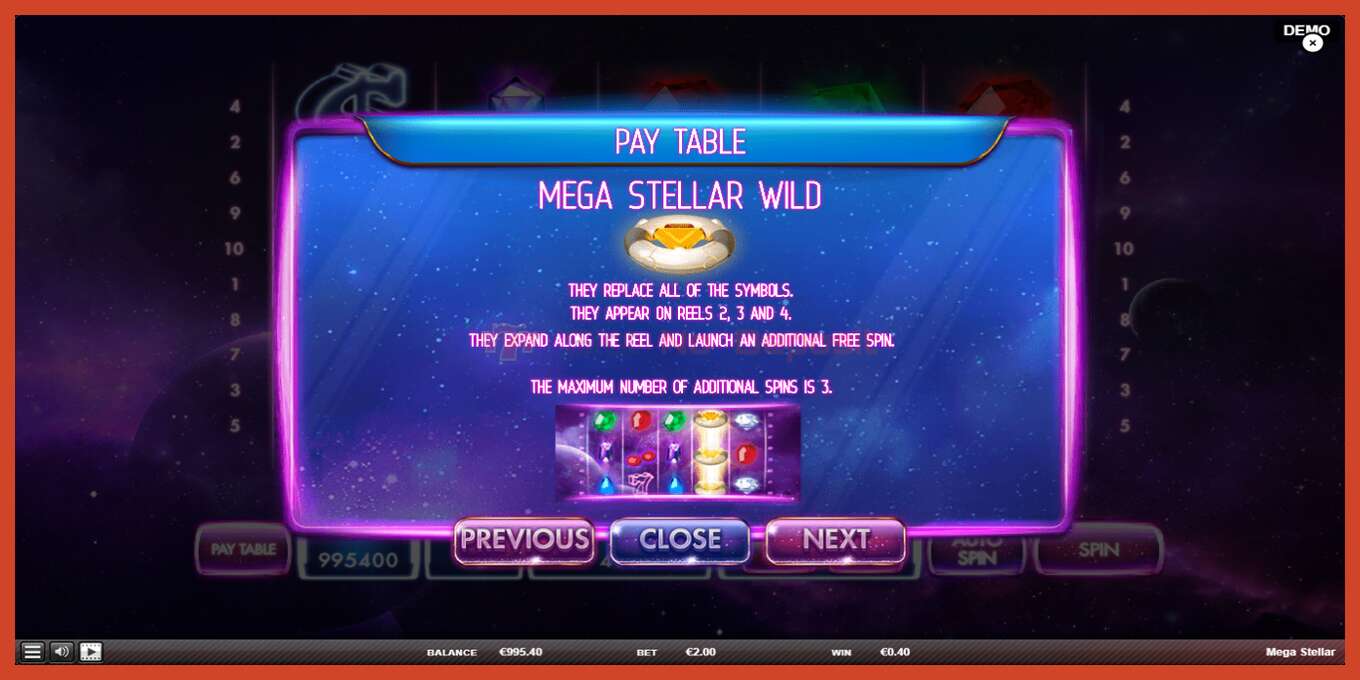 Slot screenshot: Mega Stellar no deposit, number - 6