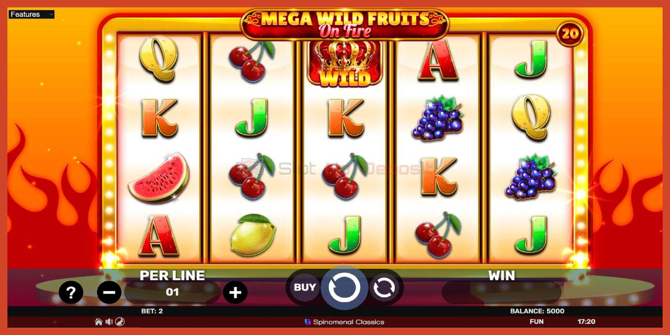 Captura de pantalla do slot: Mega Wild Fruits - On Fire sen depósito, número - 2