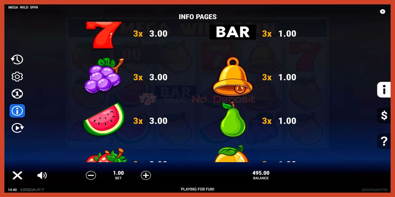 Slot screenshot: Mega Wild Spin bez depozita, broj - 6