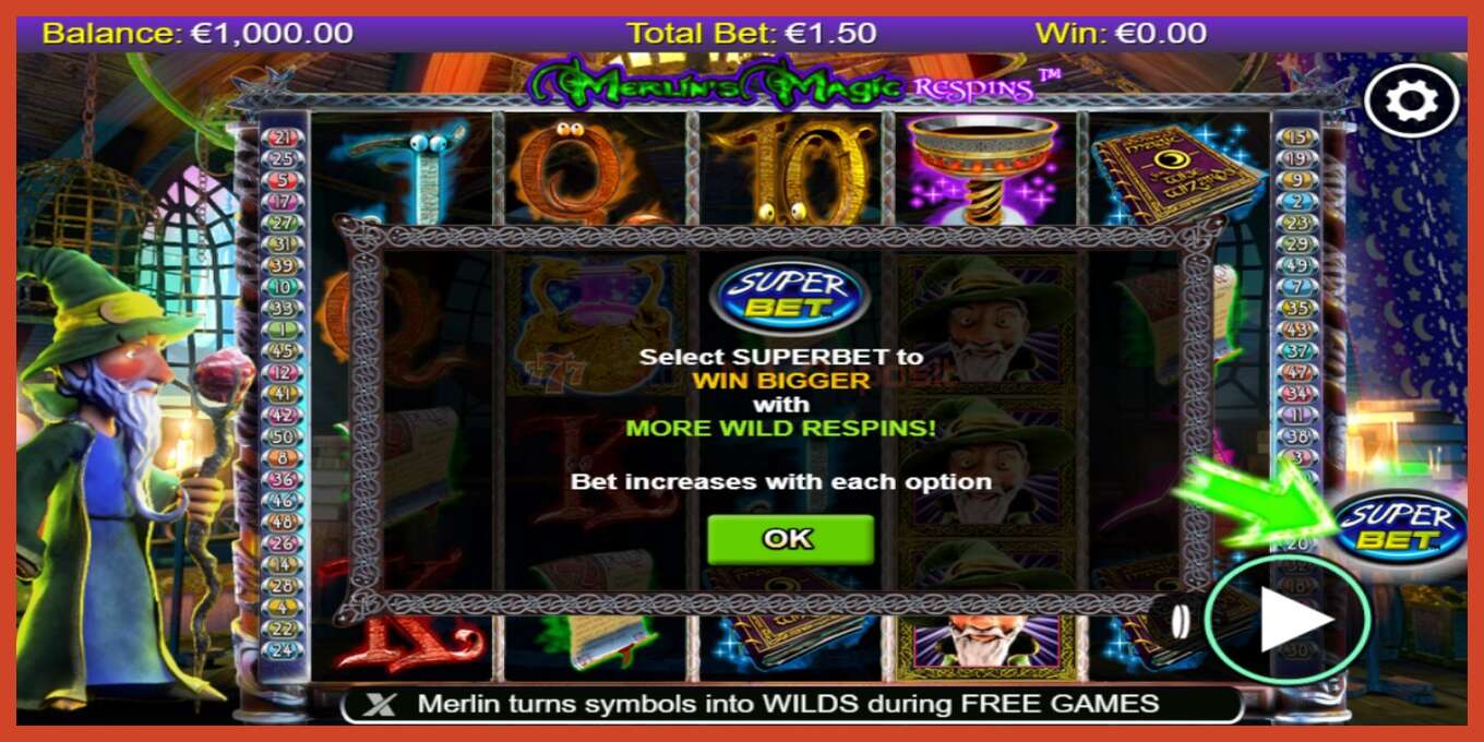 Slot screenshot: Merlin’s Magic Respins no deposit, number - 1