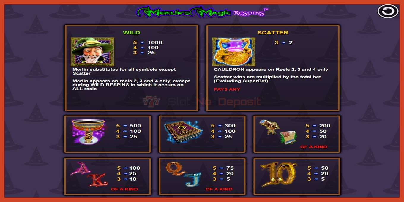 Slot screenshot: Merlin’s Magic Respins no deposit, number - 4