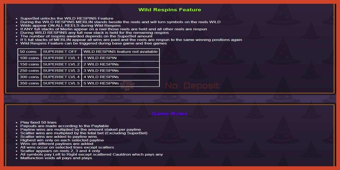 Slot screenshot: Merlin’s Magic Respins no deposit, number - 6