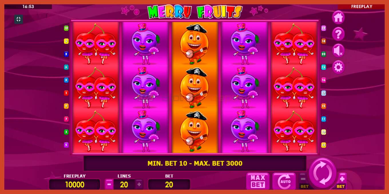 Slot screenshot: Merry Fruits no deposit, number - 1