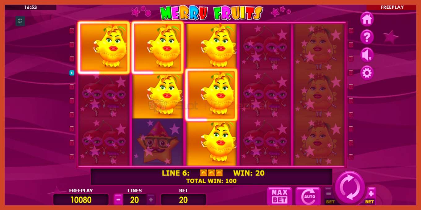 Slot screenshot: Merry Fruits no deposit, number - 2