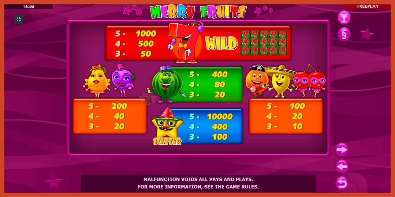 Slot screenshot: Merry Fruits no deposit, number - 8