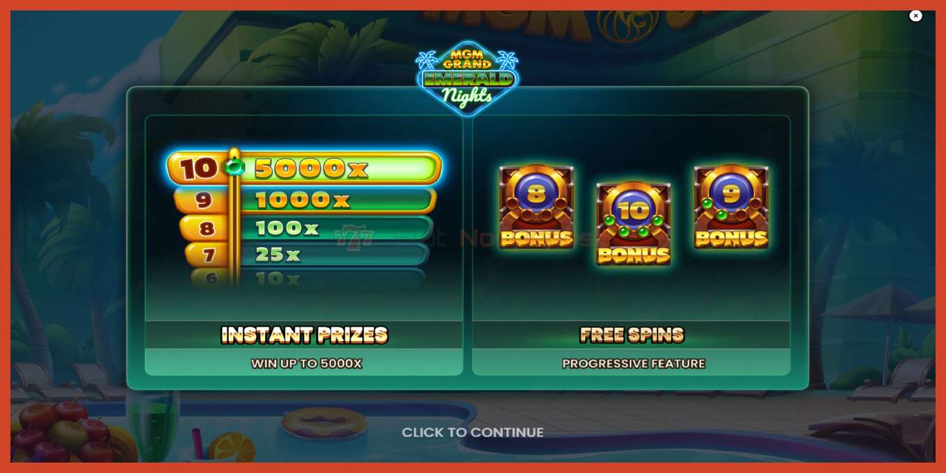 Slot screenshot: MGM Grand Emerald Nights nincs letét, szám - 1