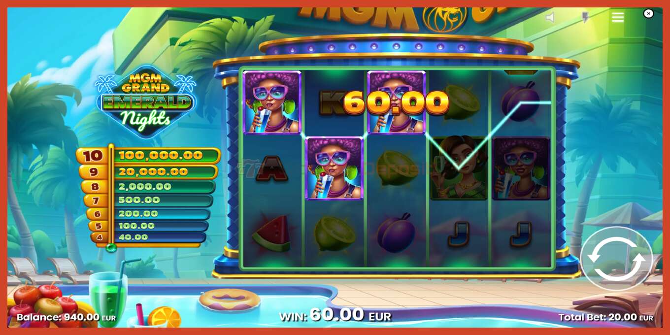 Slot screenshot: MGM Grand Emerald Nights nincs letét, szám - 4