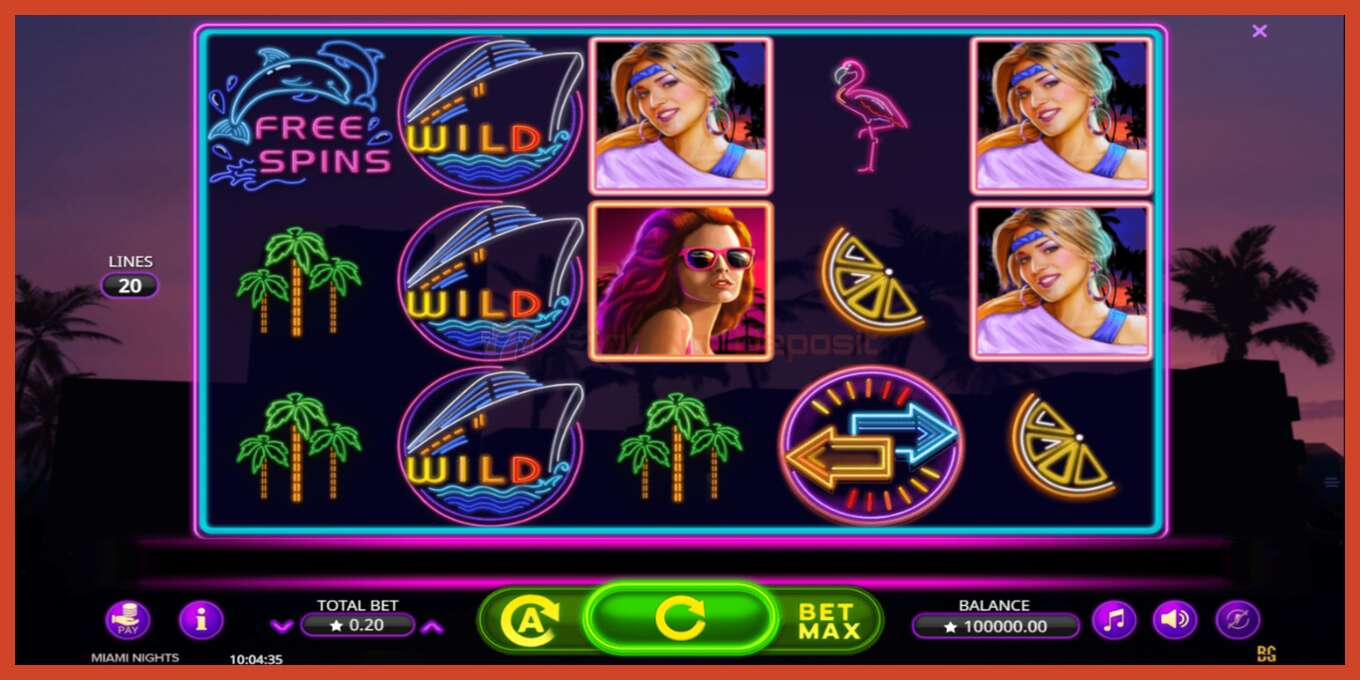 Slot screenshot: Miami Nights no deposit, number - 2