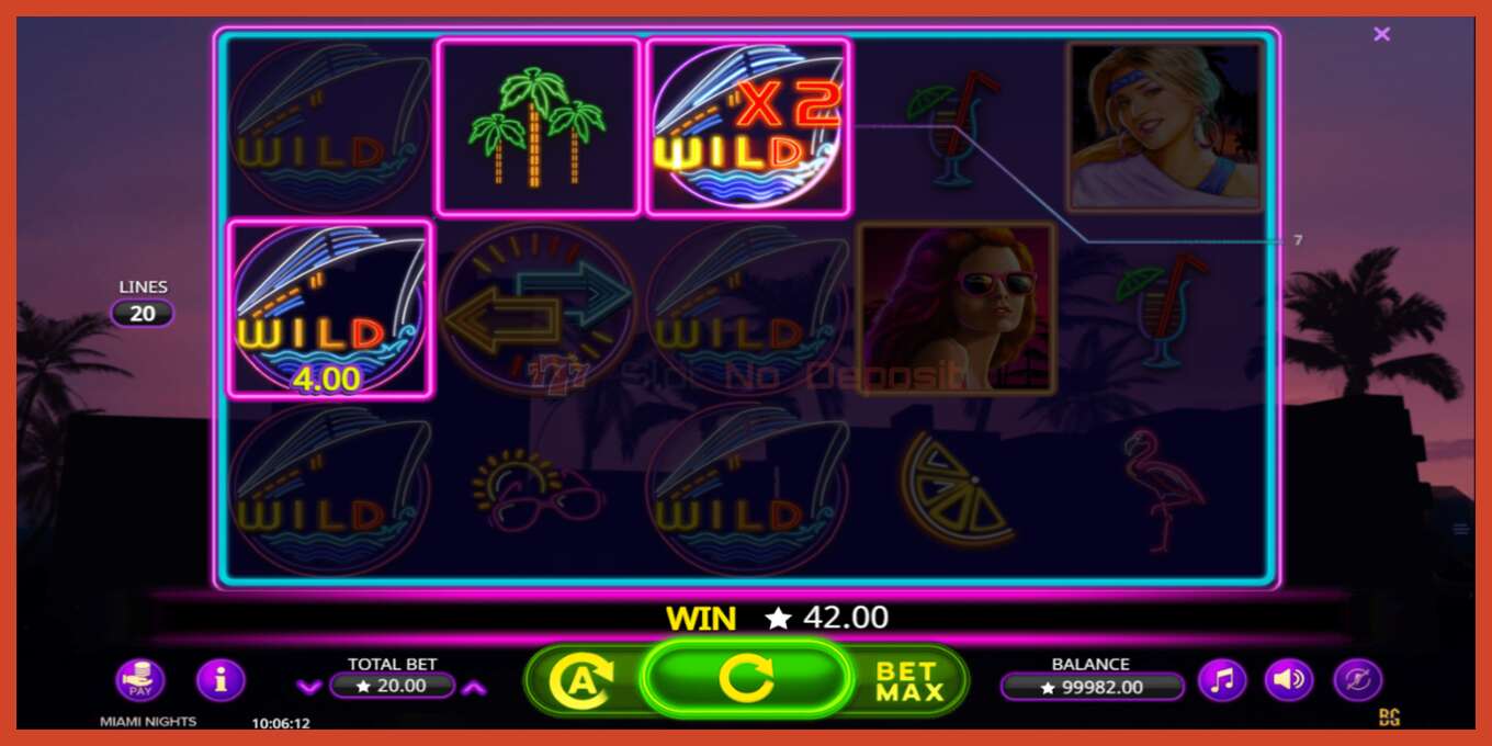 Slot screenshot: Miami Nights no deposit, number - 3