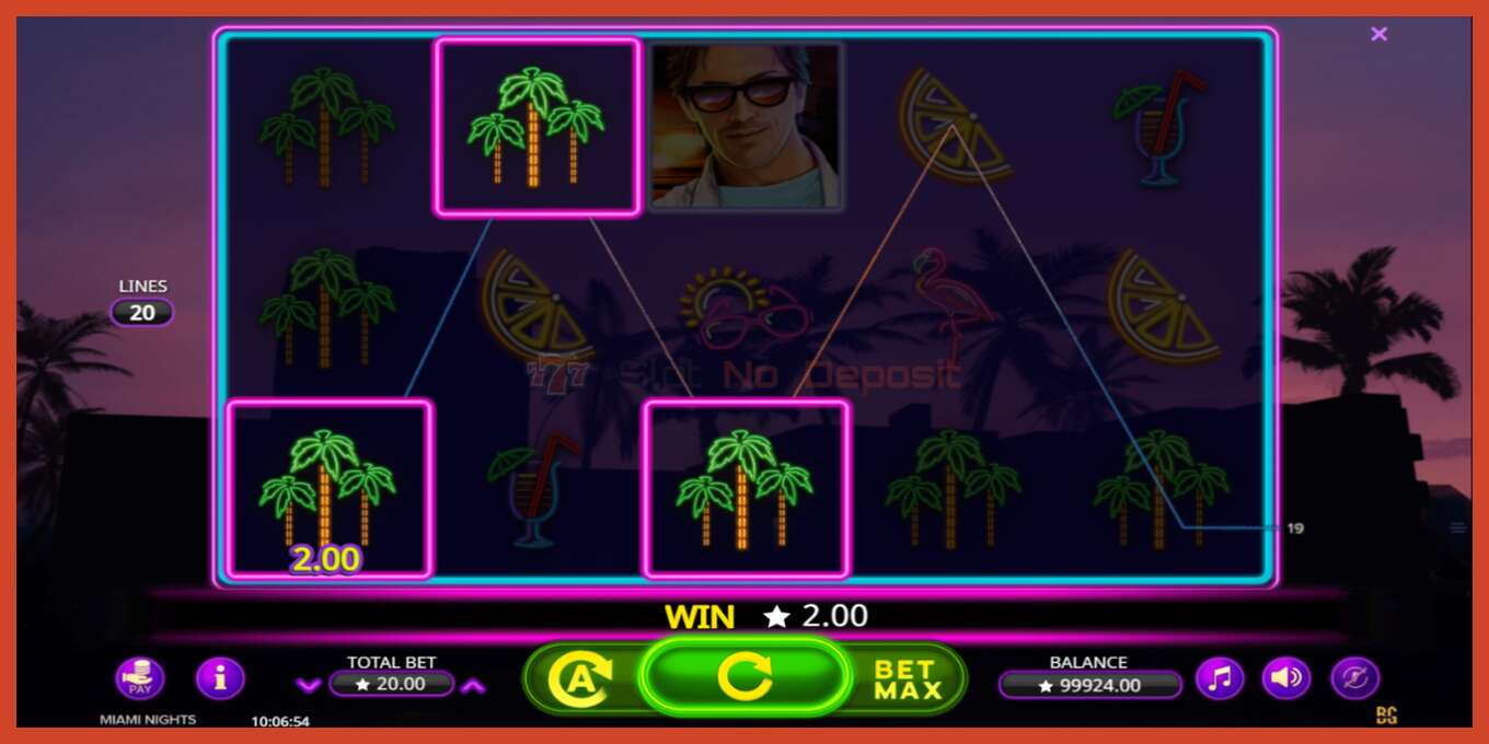 Slot screenshot: Miami Nights no deposit, number - 4