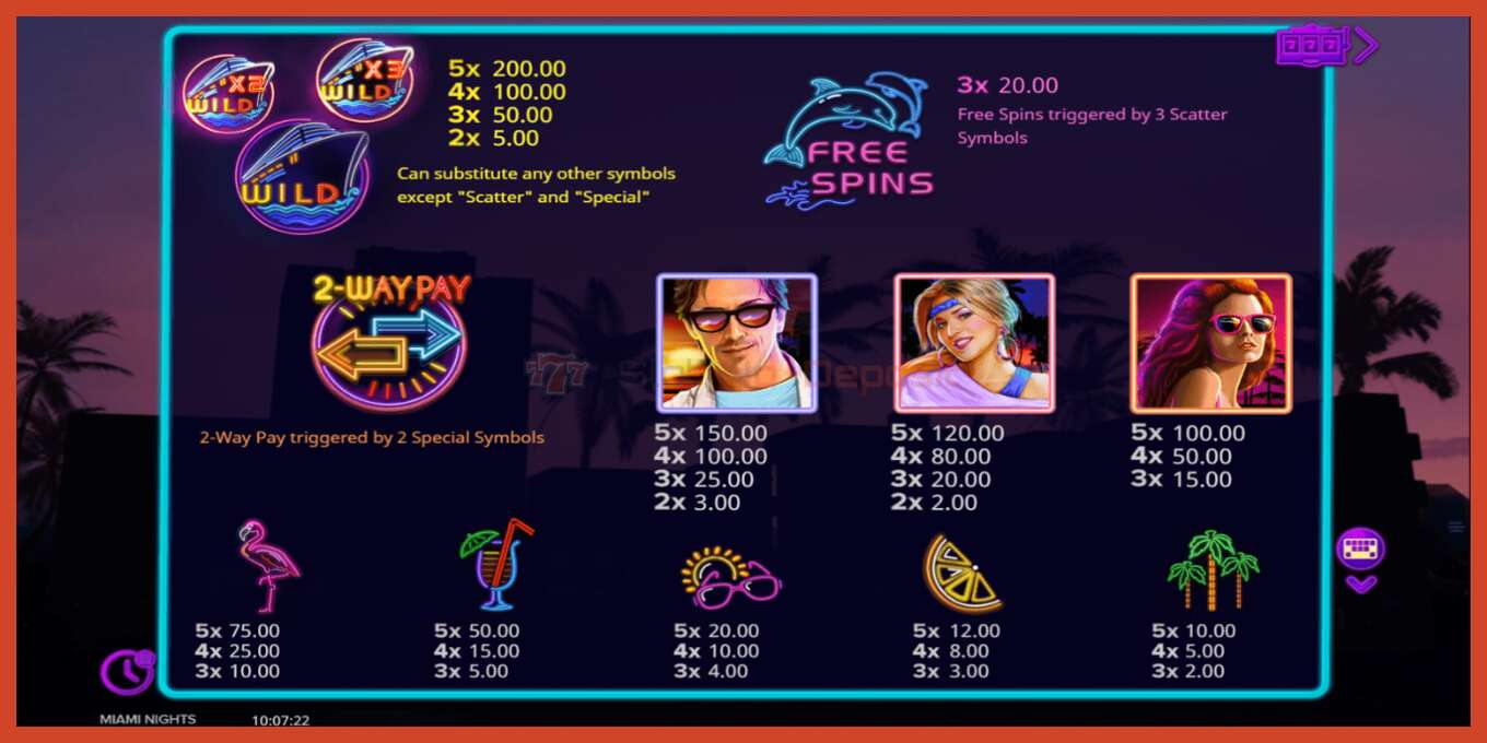 Slot screenshot: Miami Nights no deposit, number - 5