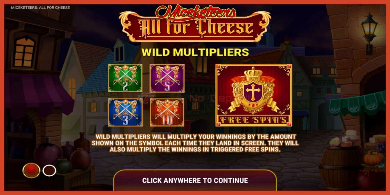 فتحة لقطة الشاشة: Miceketeers: All for Cheese لا إيداع, رقم - 1