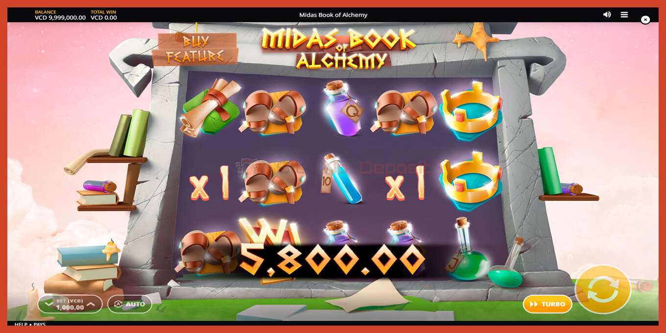 スロットのスクリーンショット: Midas Book of Alchemy デポジットなし, 番号 - 4