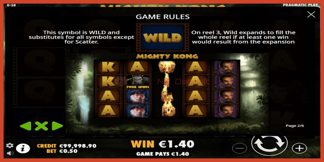 Slot screenshot: Mighty Kong no deposit, number - 4