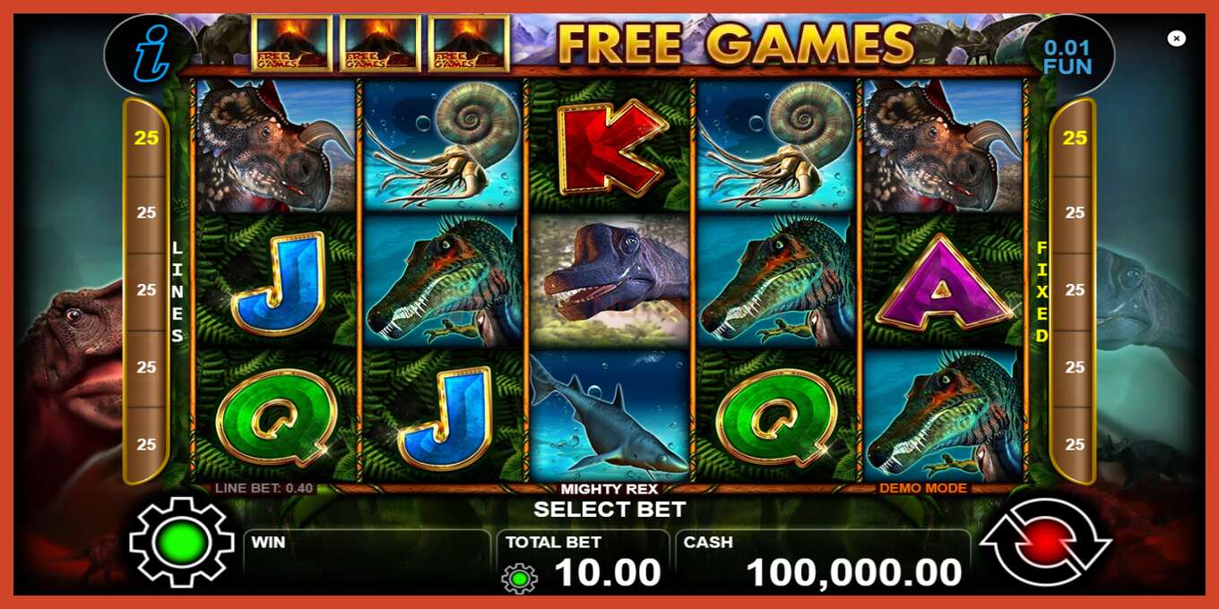 Slot screenshot: Mighty Rex no deposit, number - 1