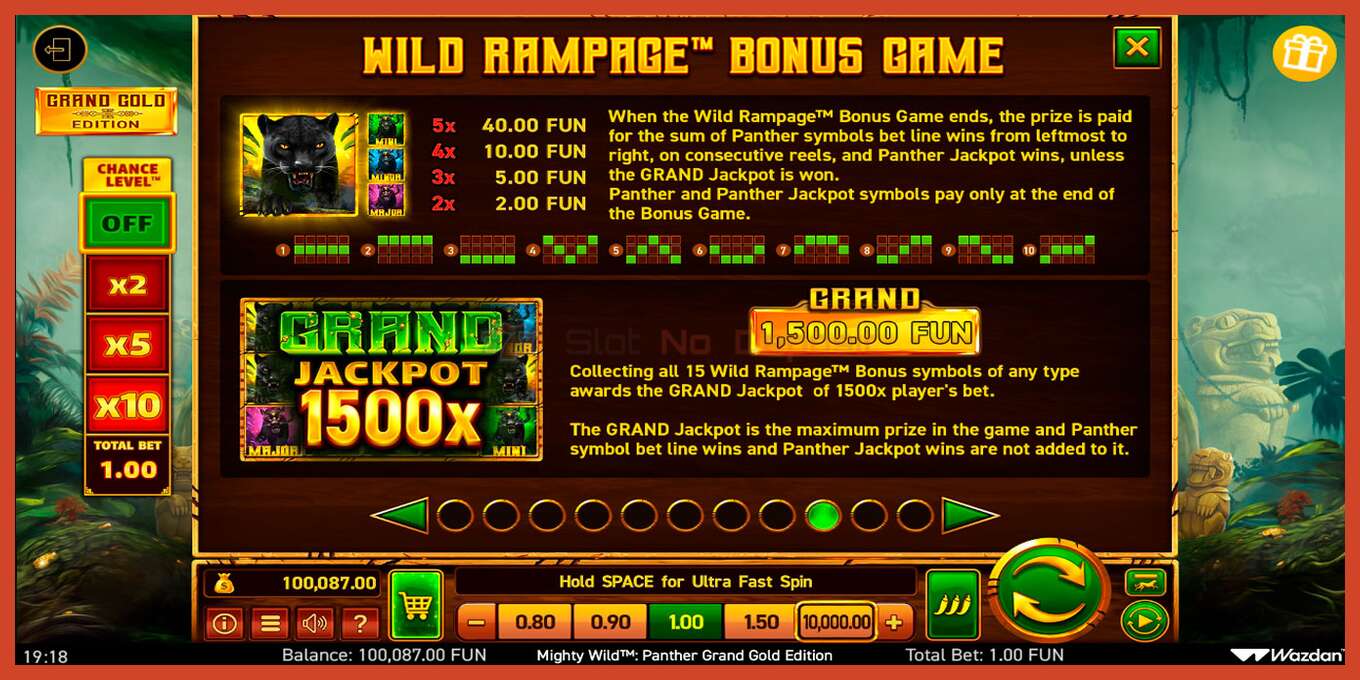 Captură de ecran pentru slot: Mighty Wild: Panther Grand Gold Edition fara depozit, număr - 7