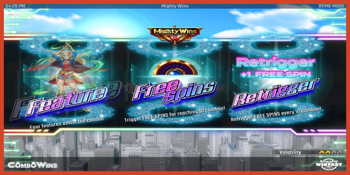 Slot screenshot: Mighty Wins no deposit, number - 1