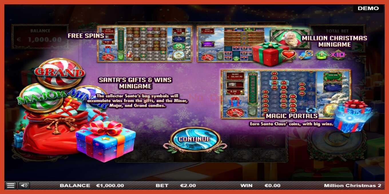 Slot screenshot: Million Christmas 2 no deposit, number - 1