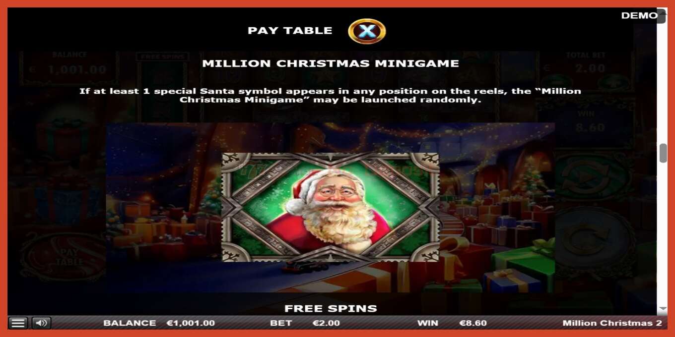 Slot screenshot: Million Christmas 2 no deposit, number - 5