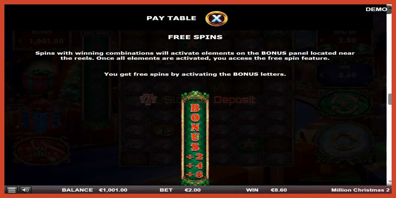 Slot screenshot: Million Christmas 2 no deposit, number - 6