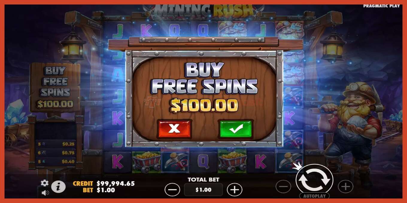 Slot screenshot: Mining Rush no deposit, number - 5