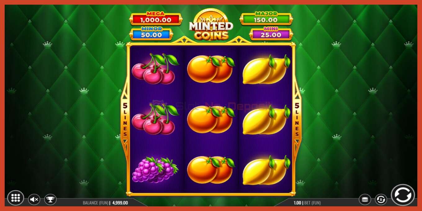 Slot screenshot: Minted Coins no deposit, number - 1