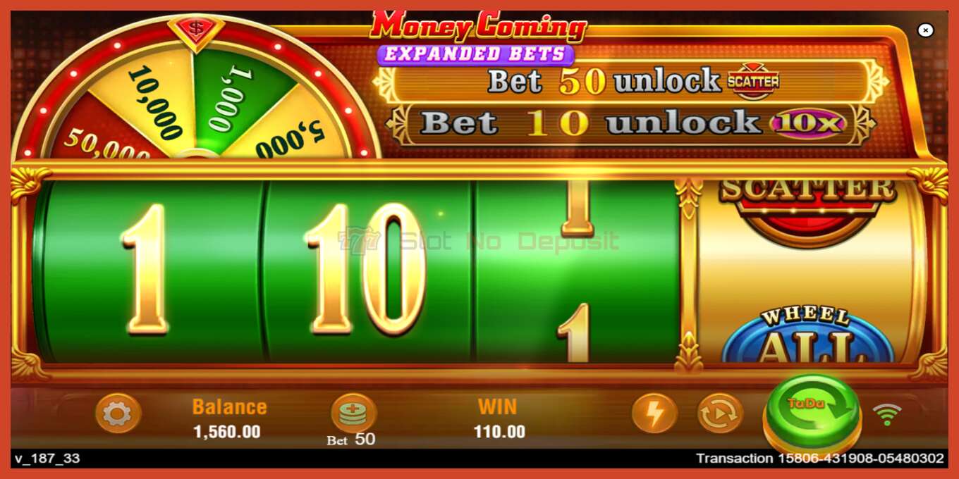 Slot screenshot: Money Coming 2 – Expanded Bets no deposit, number - 3