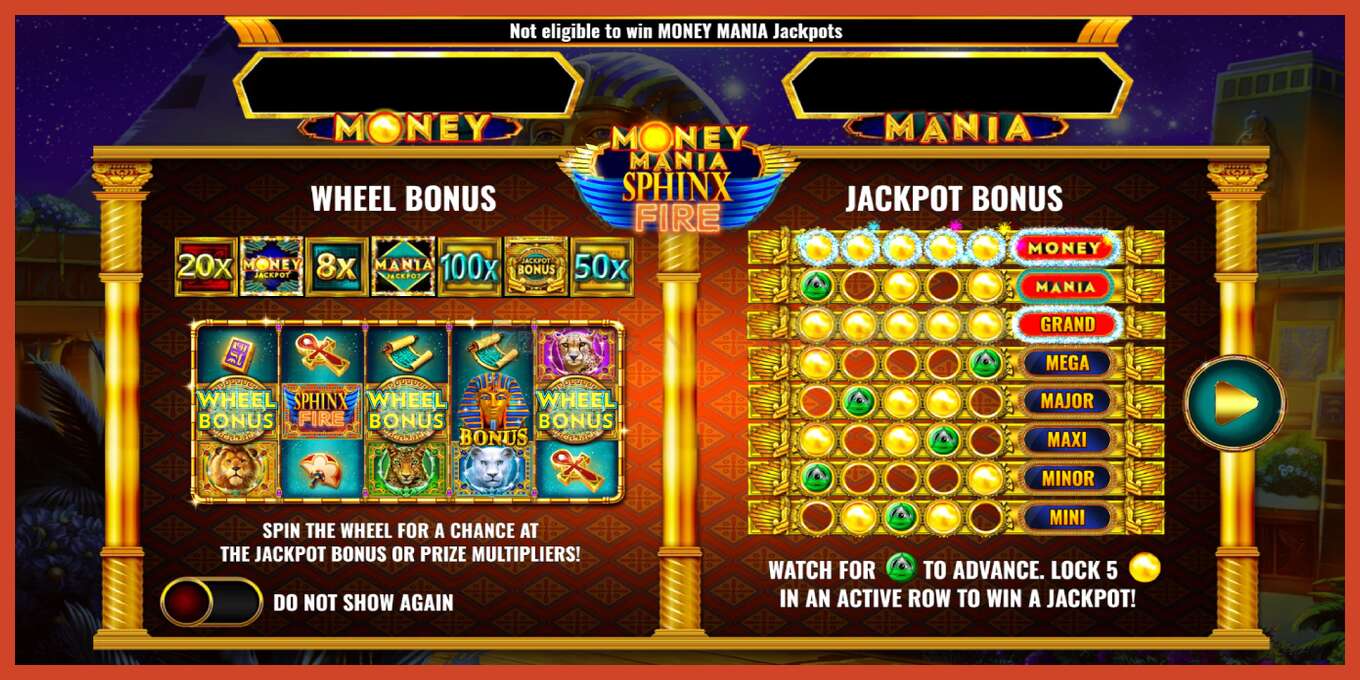 Slot pantaila-argazkia: Money Mania Sphinx Fire gordailurik ez, zenbakia - 1