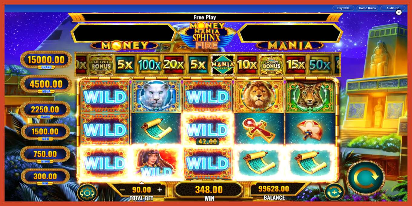 Slot pantaila-argazkia: Money Mania Sphinx Fire gordailurik ez, zenbakia - 3