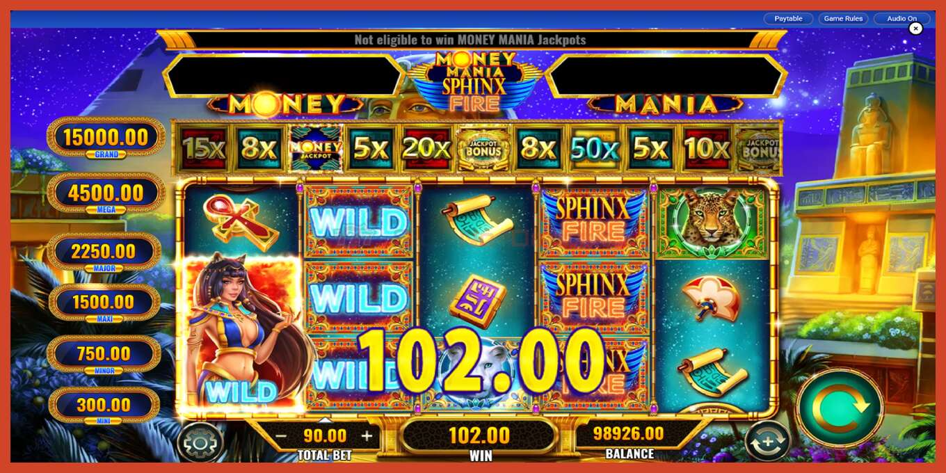 Slot pantaila-argazkia: Money Mania Sphinx Fire gordailurik ez, zenbakia - 4