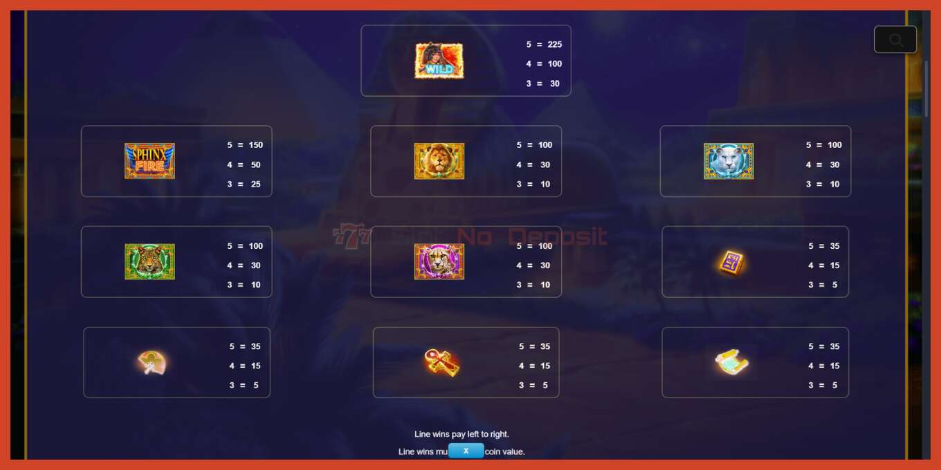 Slot pantaila-argazkia: Money Mania Sphinx Fire gordailurik ez, zenbakia - 6