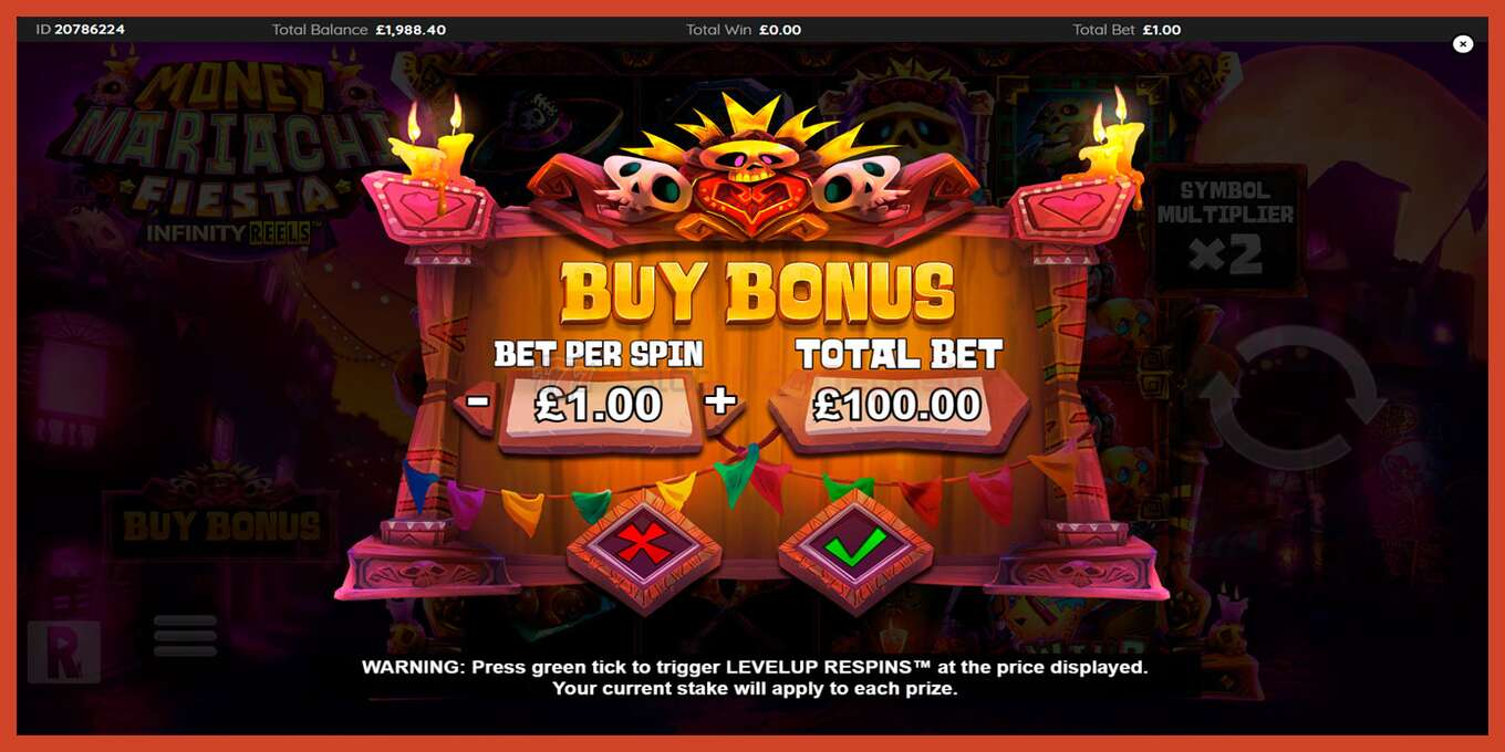 Slot screenshot: Money Mariachi Fiesta Infinity Reels no deposit, number - 4