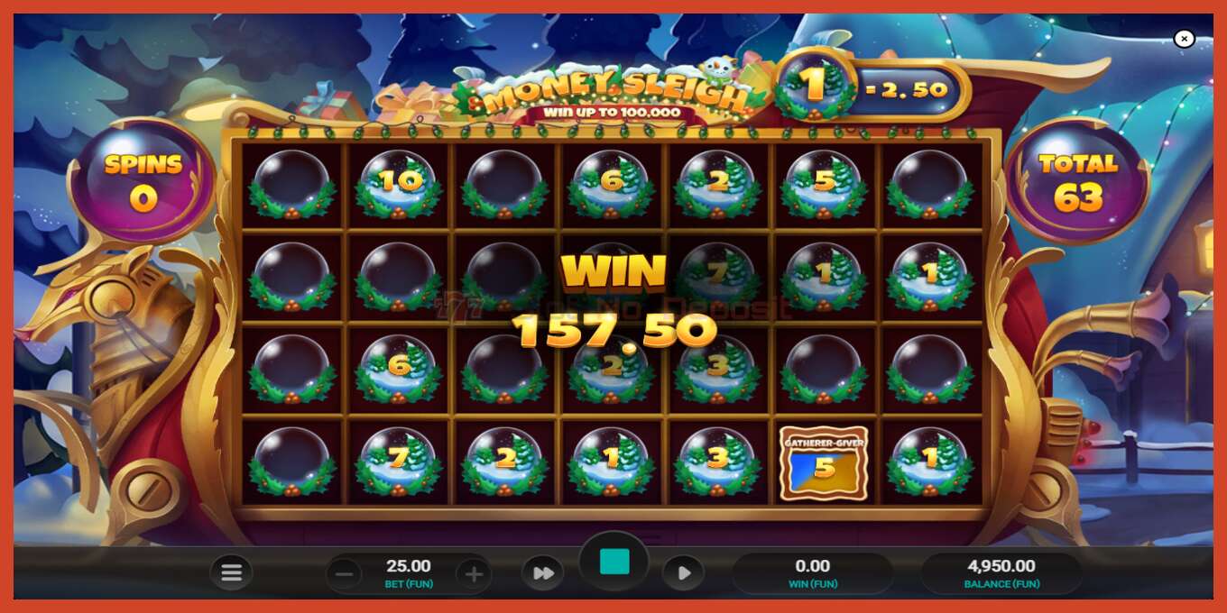 Slot screenshot: Money Sleigh no deposit, number - 3