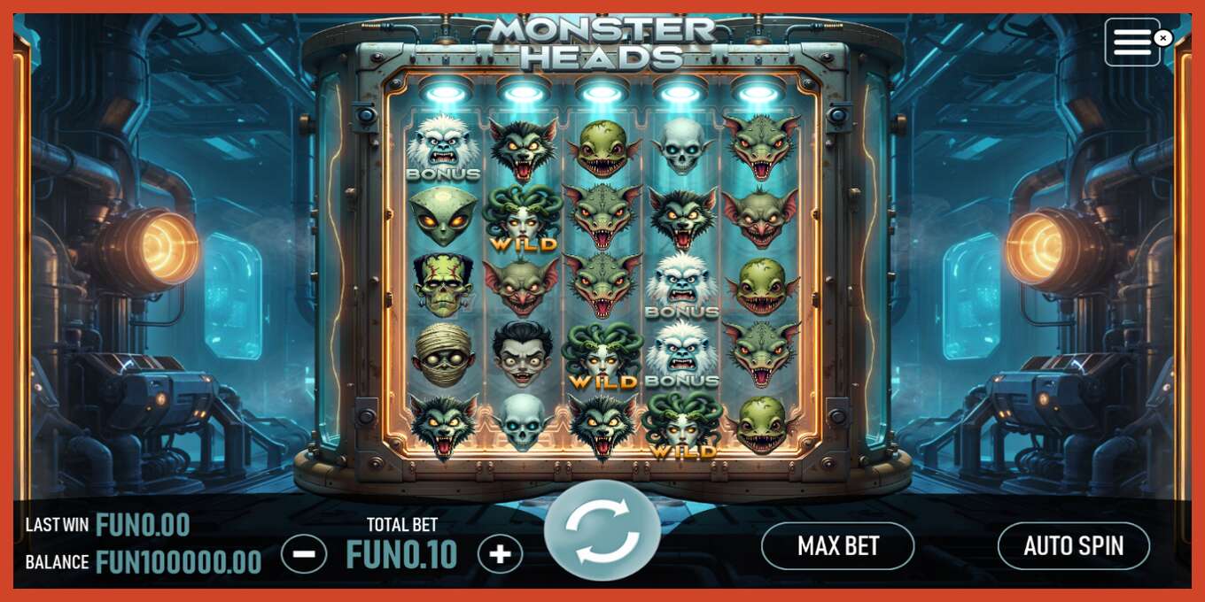 Slot screenshot: Monster Heads no deposit, number - 1