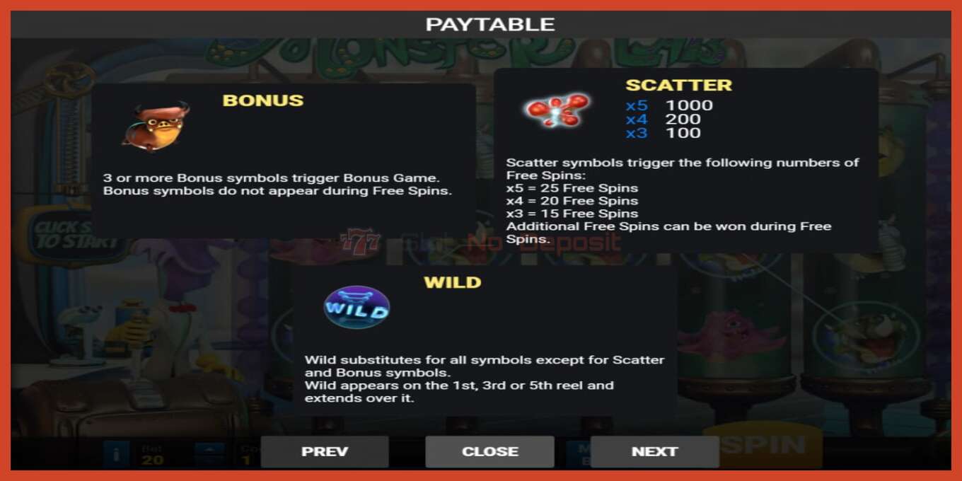 Slot screenshot: Monster Lab no deposit, number - 4