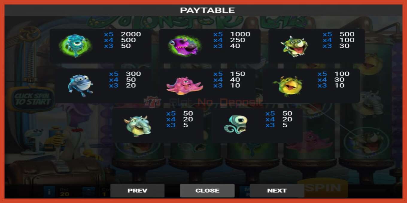 Slot screenshot: Monster Lab no deposit, number - 5