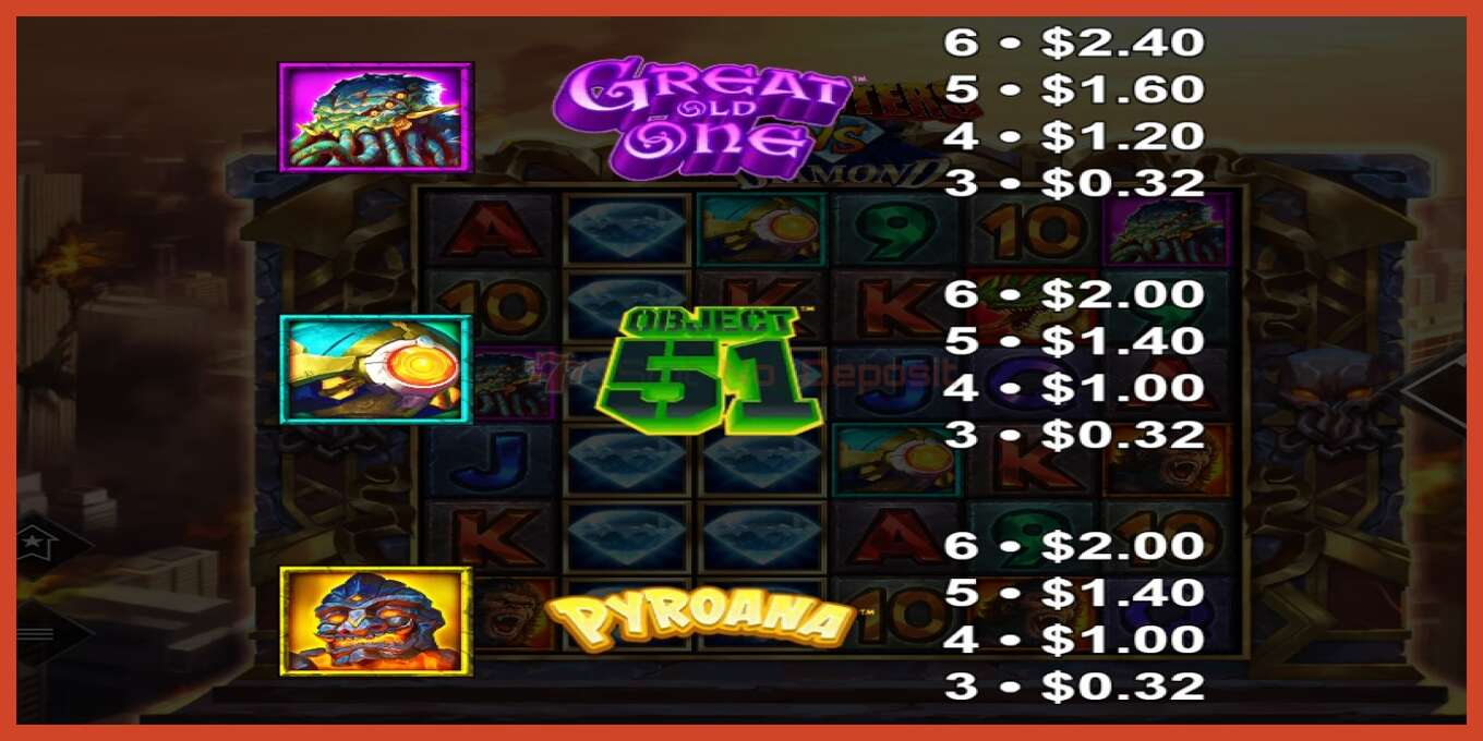 Slot screenshot: Monsters VS Diamond no deposit, number - 6